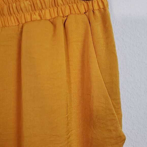 Forever 21 Women's Satin Wide Leg Pants Small Gold Pull On Flowy Lightweight - Picture 6 of 10